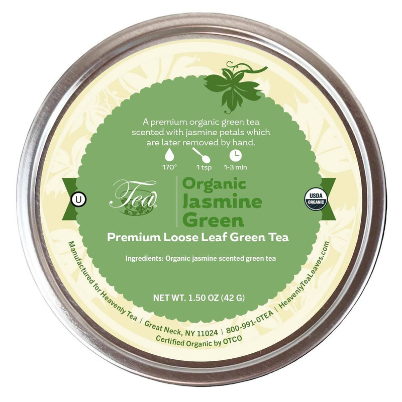 Organic Jasmine Green, Loose Leaf Green Tea Tin, 1.5 0z